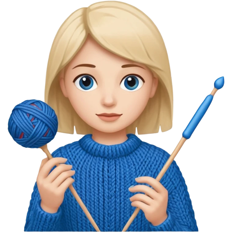 knitting needles with a ball of thread and a hand holding the knitting needles emoji