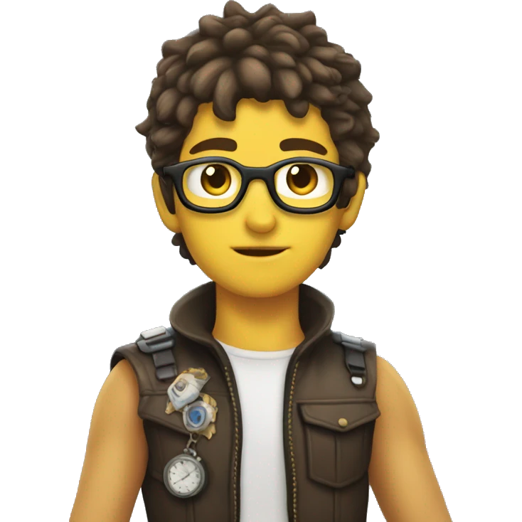 cosplay boy with wristwatch emoji