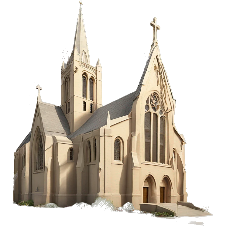 Beautiful church in tan in French gothic style by architect Emmanuel masqueray in Saint Paul Minnesota emoji