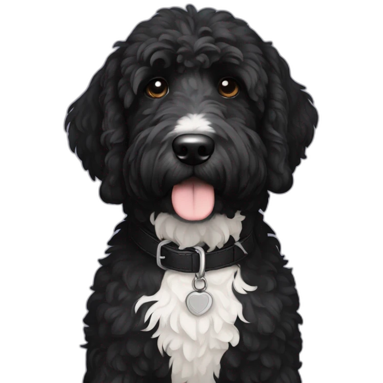 all-black-laberdoodle-dog-with-white-patch-on-chest emoji