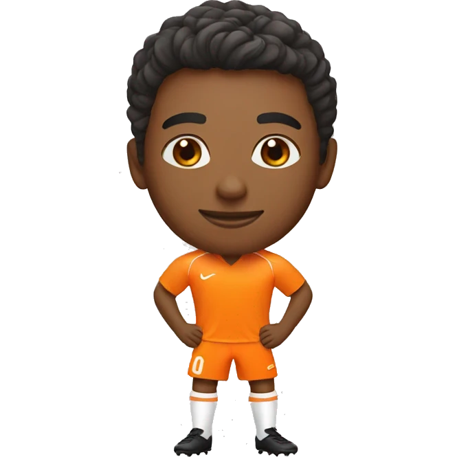 Soccer player in tangerine and orange kit emoji