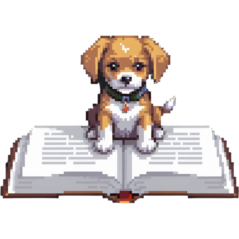 Dog with paws on an open book emoji