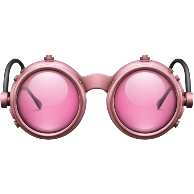 vintage pink welder's glasses, retro style with pink circular lenses, steampunk inspired emoji