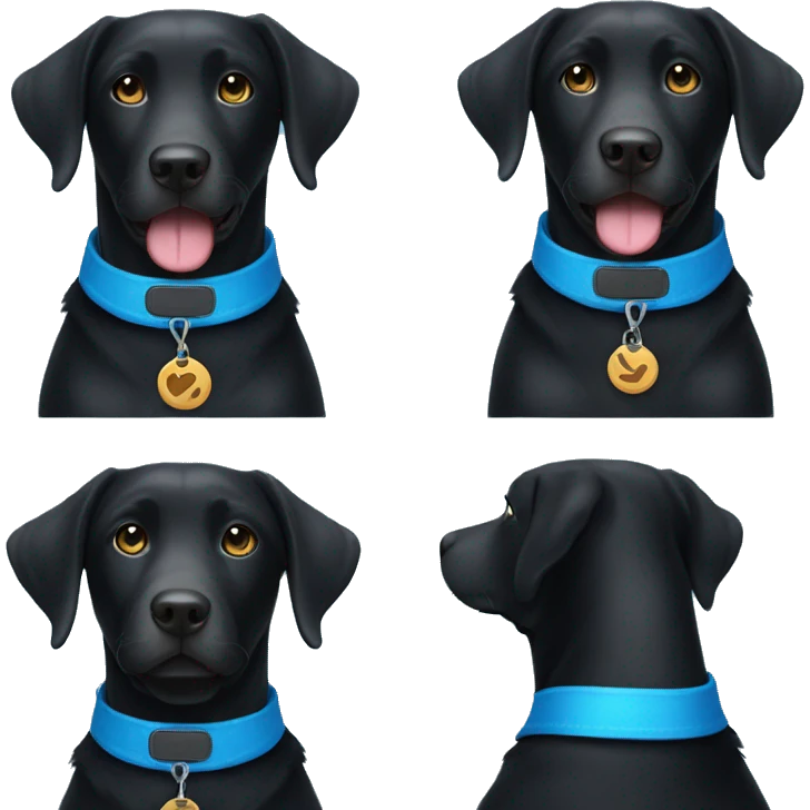 Adorable Black lab with bright blue collar emoji