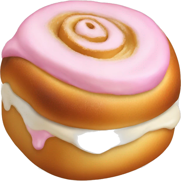 Cinammon roll with pink cream emoji