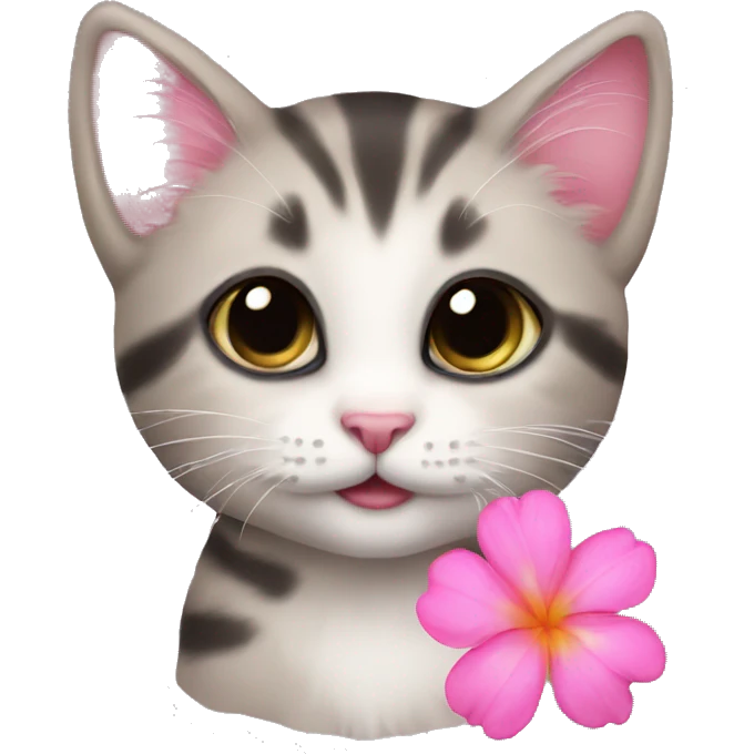 kitten with pink flower emoji