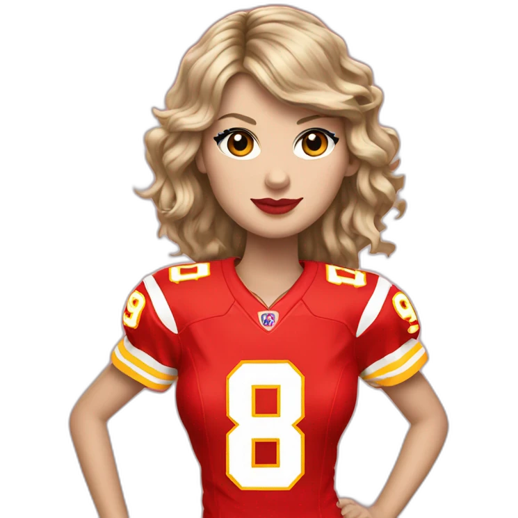 taylor swift wearing chiefs jersey number 87 emoji