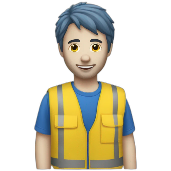 Ikea coworker blue t-shirt stripe and yellow vest emoji