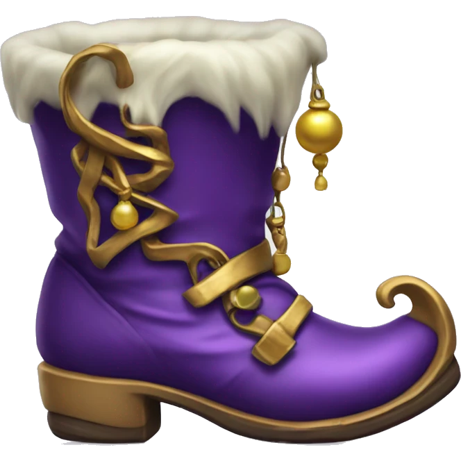 Realistic isolated royal purple elf boots with bells. emoji