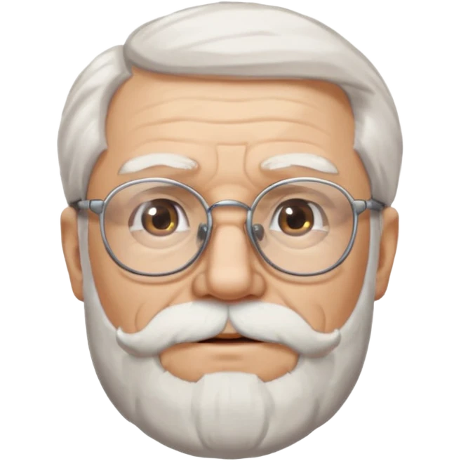 Old man, white hair and beard, glasses emoji