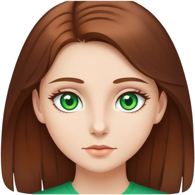 chica con ojos verdes y pelo castaño blanquita emoji
