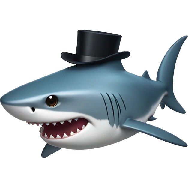 Shark with a top hat emoji