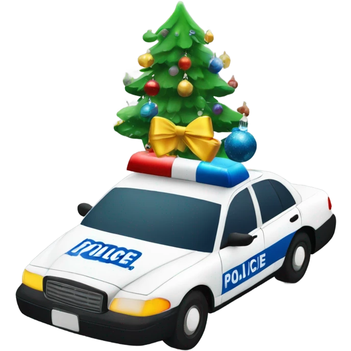police car with Christmas decorations emoji