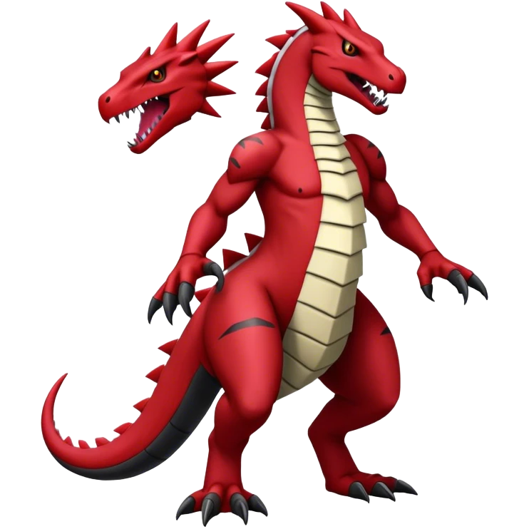 Badass cool edgy black and red salazzle-Guilmon-tyranitar-hybrid, full body emoji