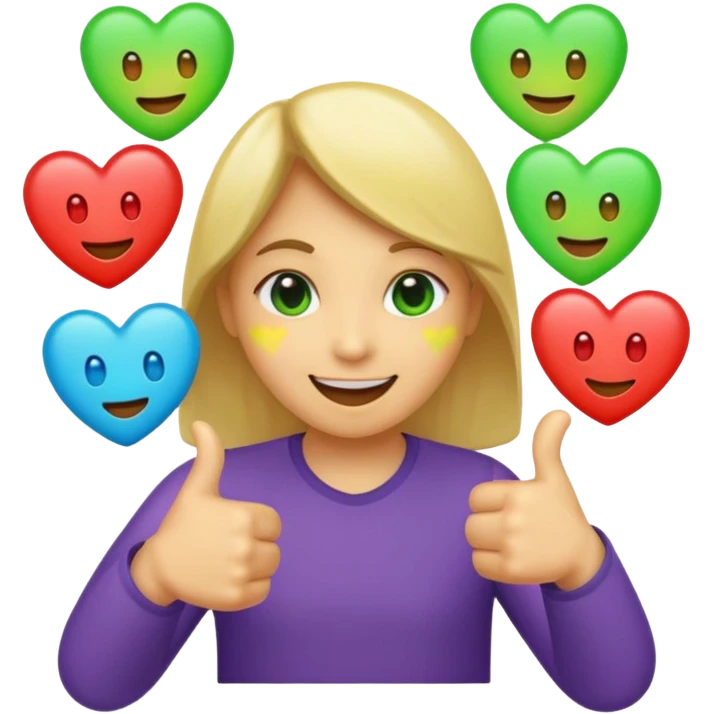 emojis for an alternative Microsoft teams. bright green with a techie vibe. Face expressions, thumbs up, and hearts. Hearts should me the only ones with multiple colours emoji