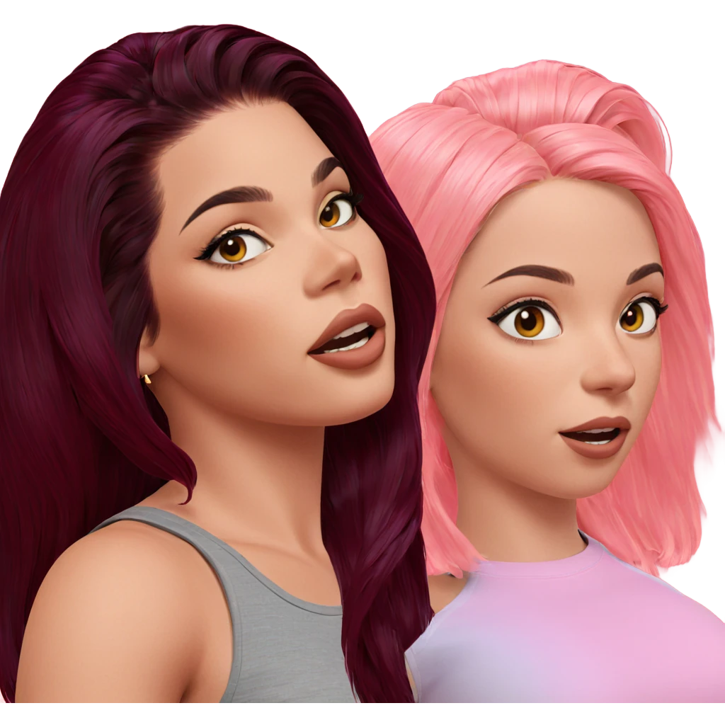 two girls with vibrant hair emoji