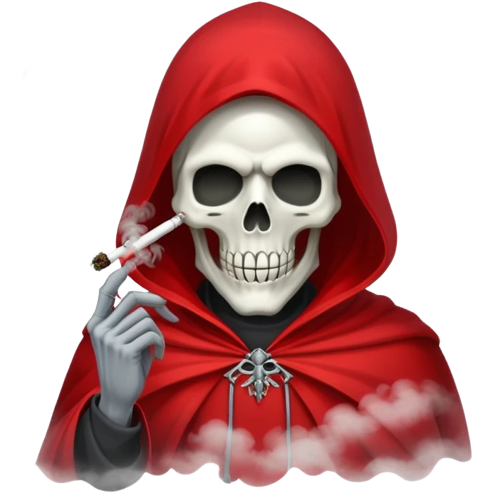 grim reaper in red cape smoking weed with loads of smoke around emoji