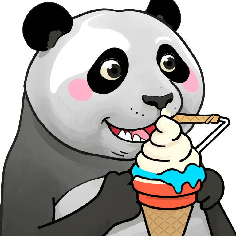 Panda eating ice cream emoji