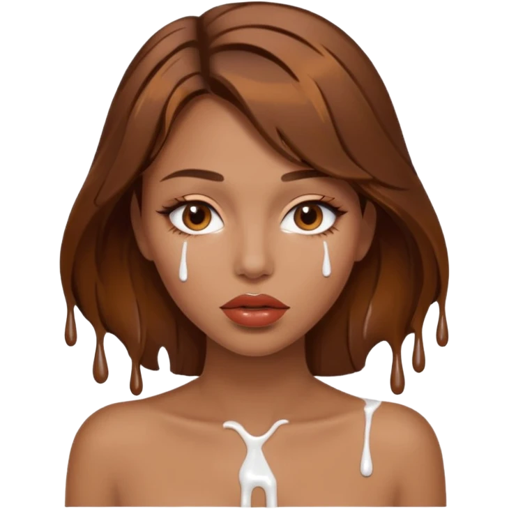 Brown Hair, Woman, white paint drip, face, hot, Sexy, lips emoji