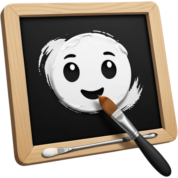 Visualize on-brand content — instantly. black white pallete preferred. brush painting on a canvas. app icon. emoji