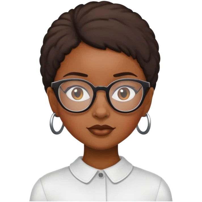 black girl with buzzed hair and glasses emoji