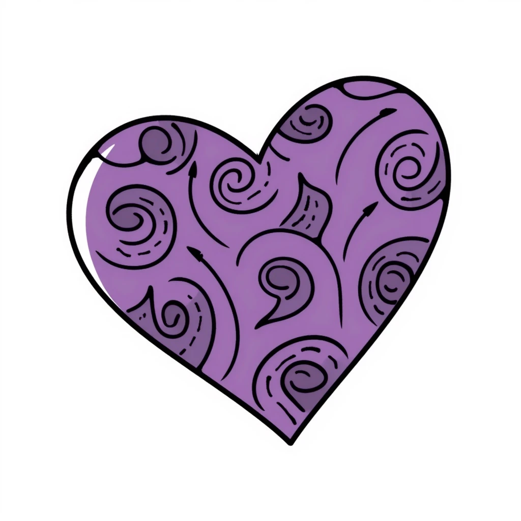 purple heart, hand-drawn doodle style emoji