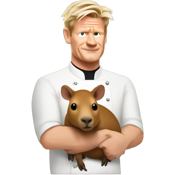 Gordon Ramsey holding capybara  emoji