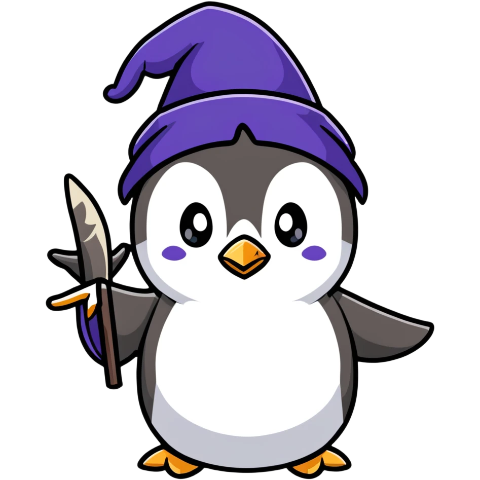 cute penguin wizard casting a spell emoji