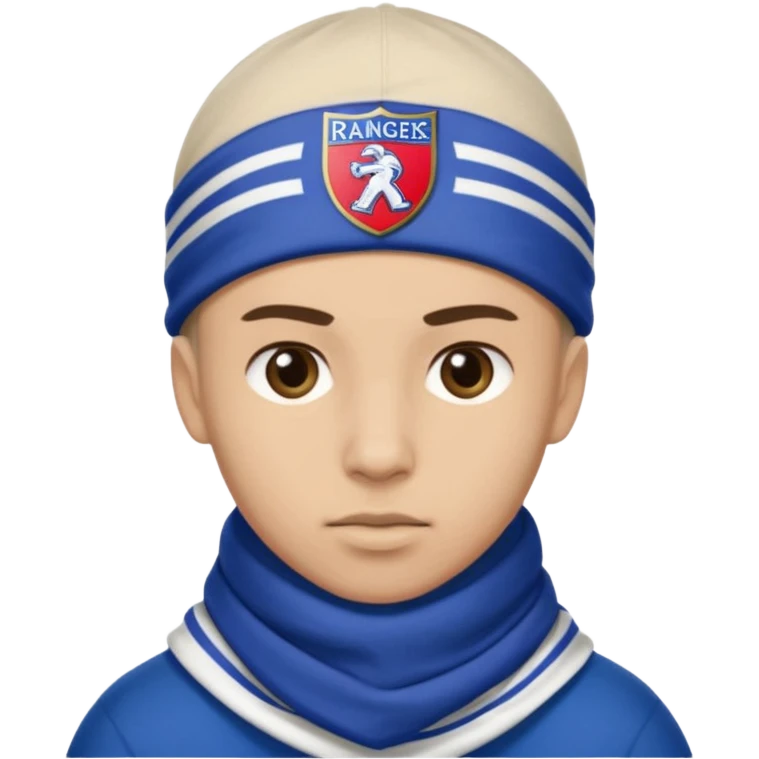 Glasgow Eangers football head and scarf head emoji