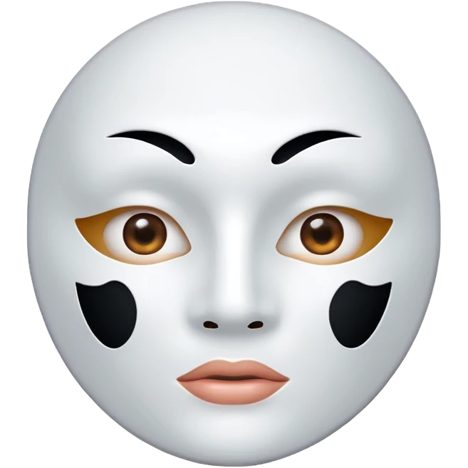 a sheet of white mask pack for face skincare beauty, except on the face, vacant hole on eyes and mouth emoji