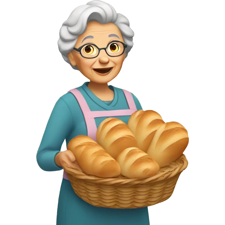 grandma with bread basket emoji