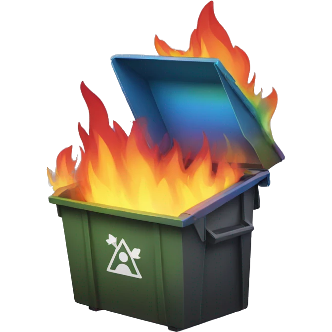 Rainbow dumpster fire emoji