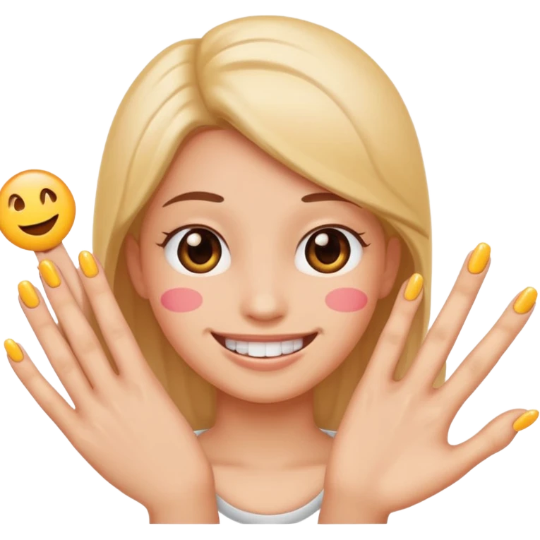 A simwly emoji with nails pookie symbol  emoji
