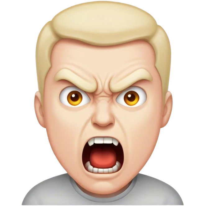 a man yelling, the word shut up (the word shut up is visible) emoji