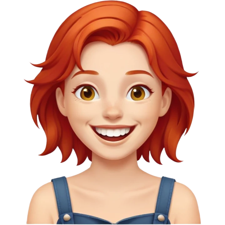 A girl with red hair laughing  emoji