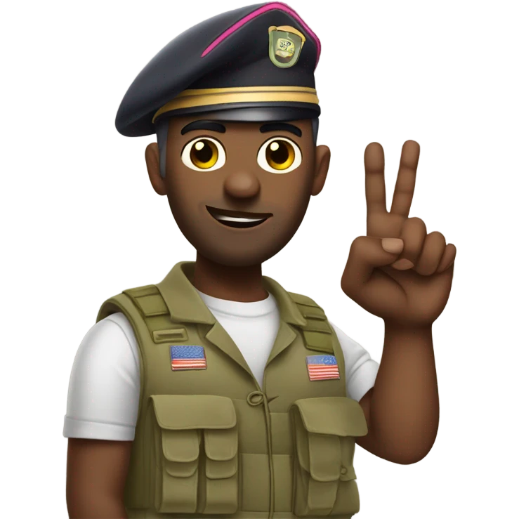 Sassy gay army guy, bent hand with nail polish emoji