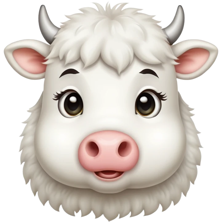 White cow with adorable cute expression that makes you say awww emoji