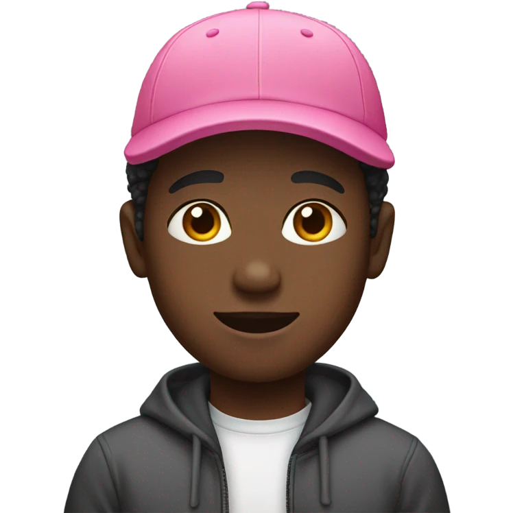 Black boy with a pink cap  emoji