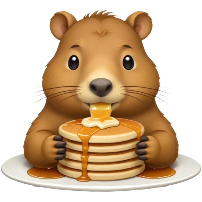 Capybara eating pancakes emoji