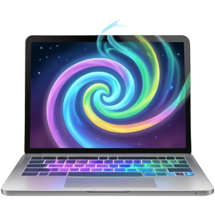 laptop with magical aura emoji