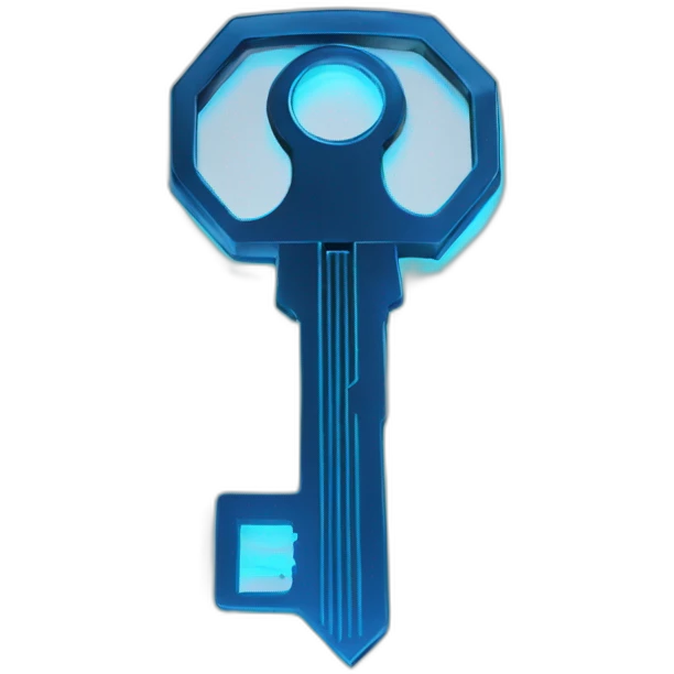 cyber metal key with blue light emoji