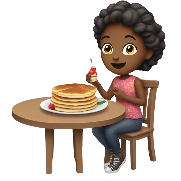Girl eating pancakes emoji