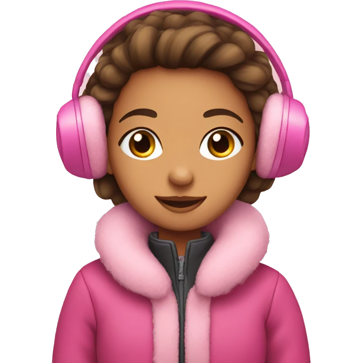 Girl with pink earmuffs and pink coat on  emoji
