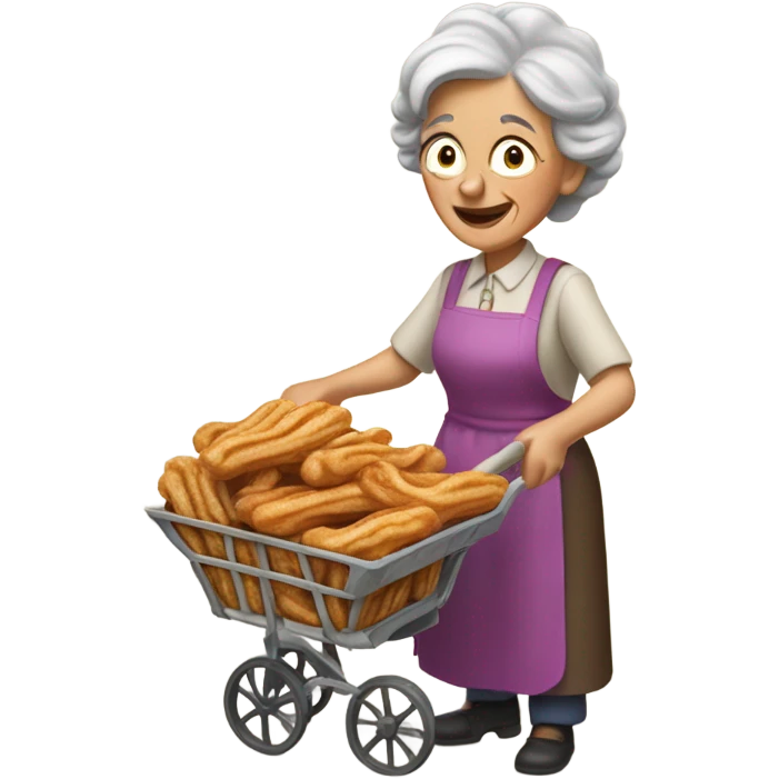 Tan old lady with a cart selling churros emoji