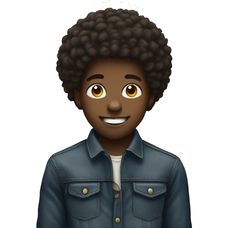 A black boy, with an Afro and a gap in his teeth emoji