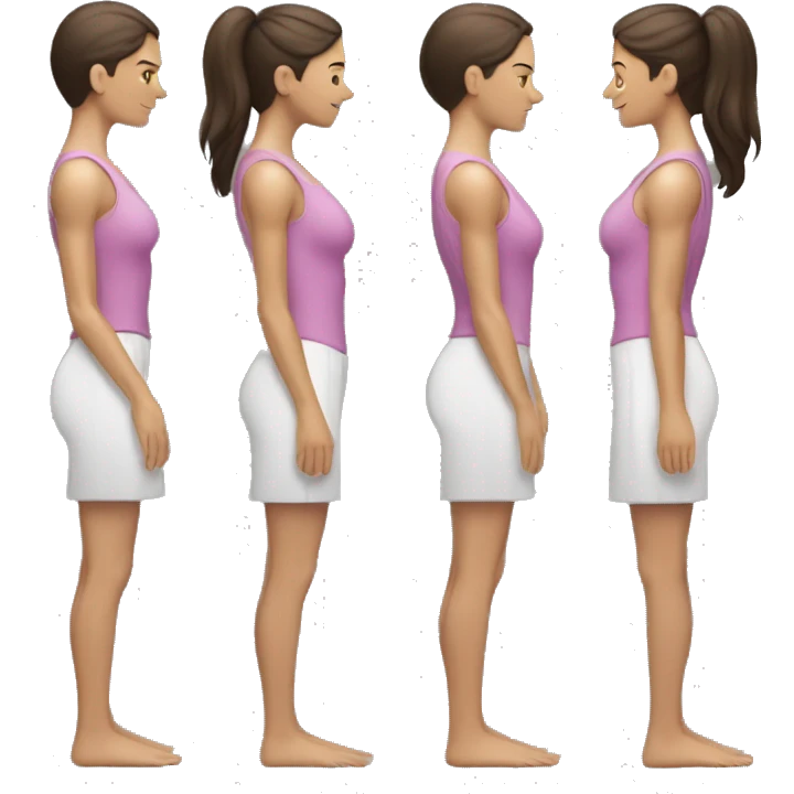 Woman Back muscles, exact same posture but Caucasian woman, brunette emoji