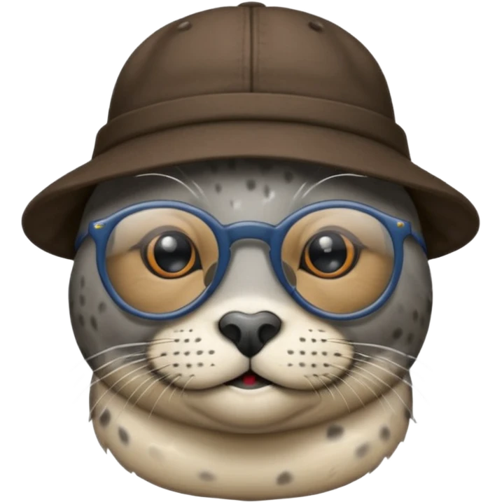 gözlük ve şapka takan fok emoji