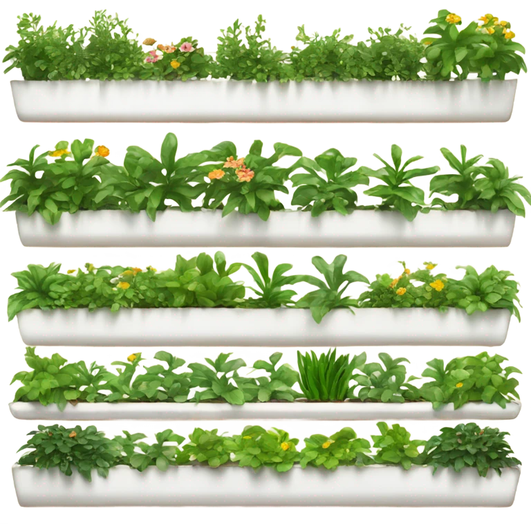 Very Long white rectangular flower pot with green plants only emoji
