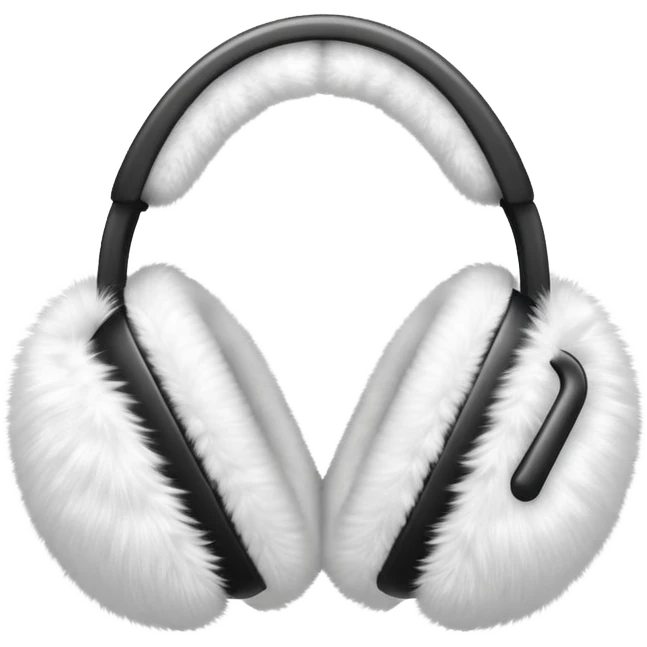 white fuzzy winter ear muffs, fluffy earmuffs, winter accessory emoji