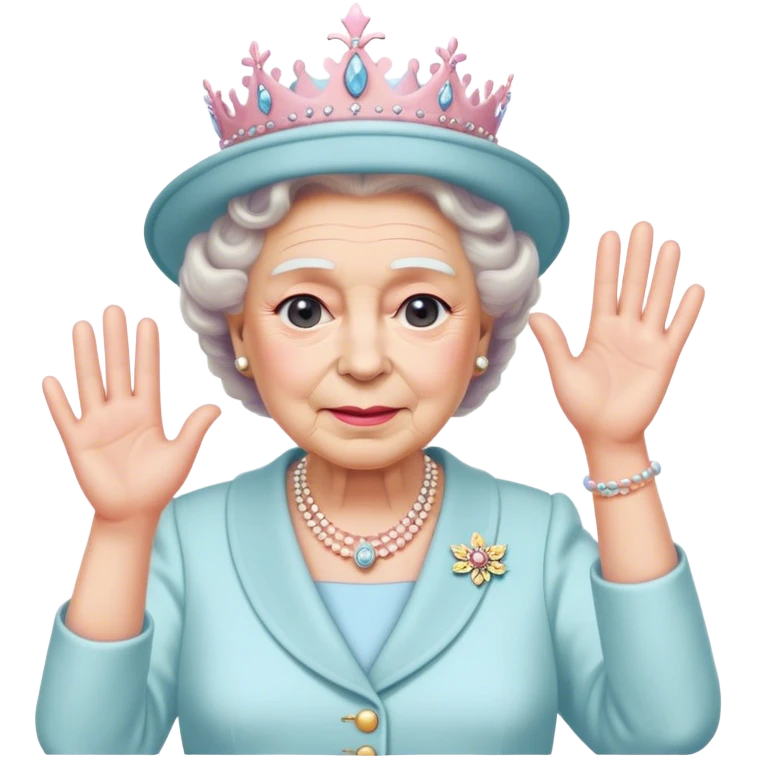
Queen Elizabeth waves in pastel clothes emoji